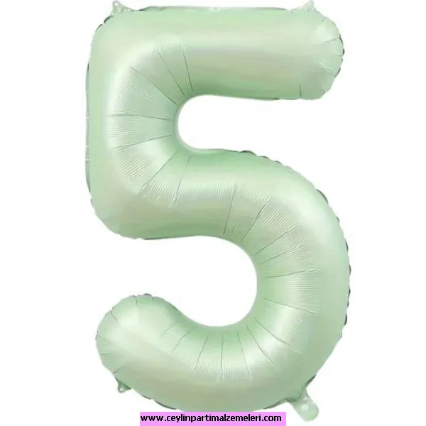 5 Rakam Yeşil Folyo Balon